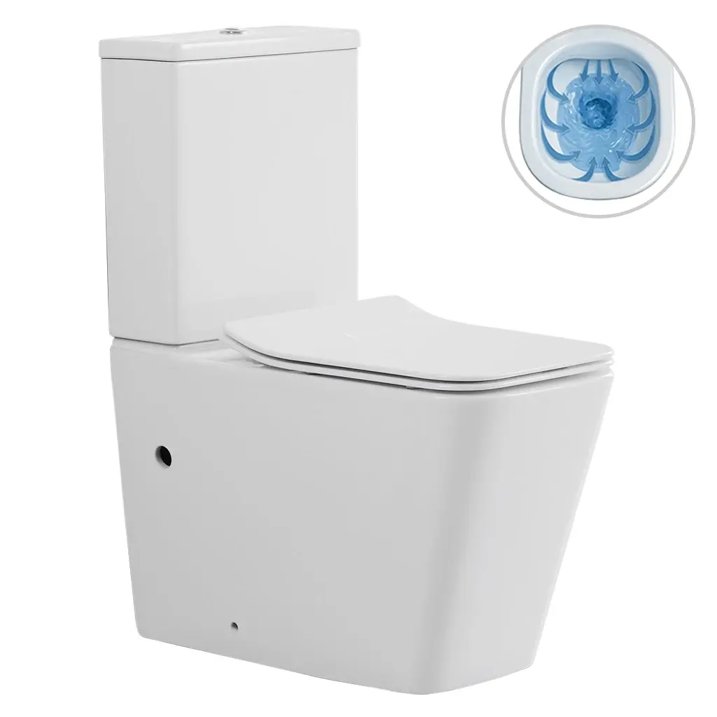 WC kombi Forte, Rimless - bezokrajové splachování + Slim/SoftClose sedátko - spodní/zadní odpad - bílá lesklá - 64x36 cm