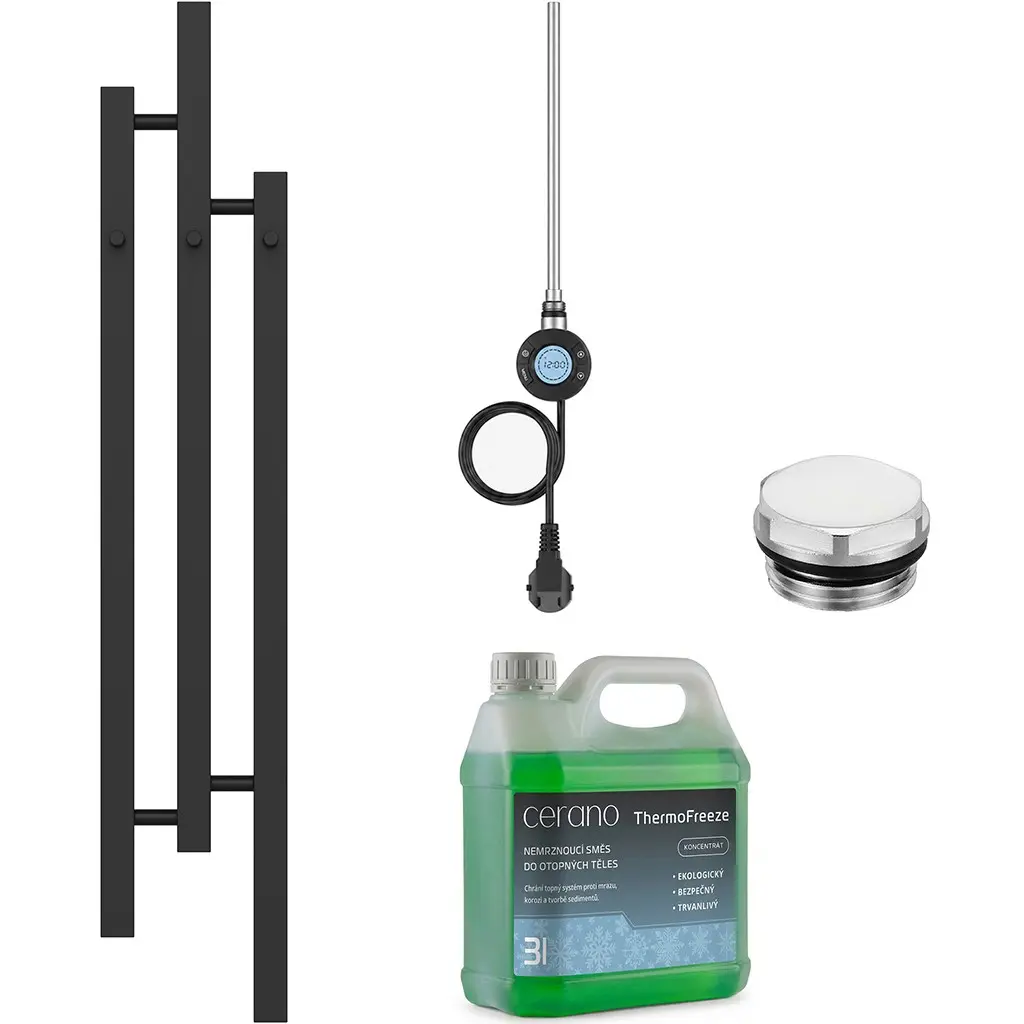 CERANO Koupelnový elektrický radiátorový set Fabiano WIFI 300W černá matná 1200x220 mm CER-549452