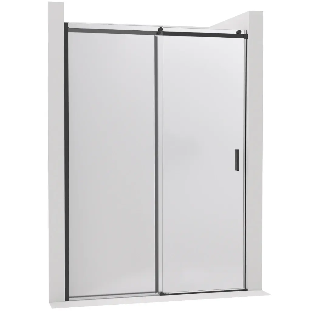 Sprchové posuvné dveře Santoro - levá - 6 mm - černá matná, mléčné sklo - 100x195 cm