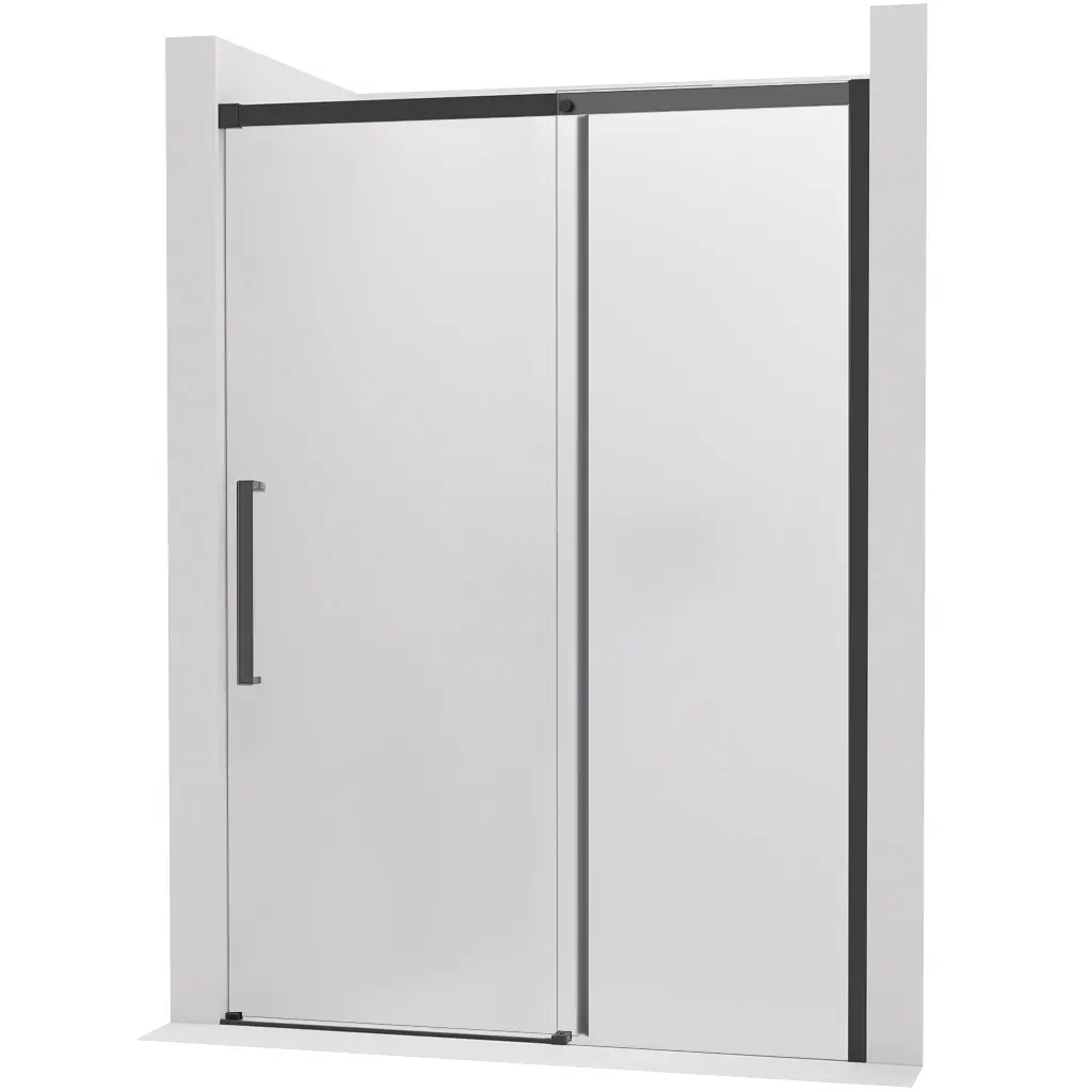 CERANO Sprchové posuvné dveře Lantono pravá 8 mm Soft-Close černá matná, mléčné sklo 130x195  CER-663160