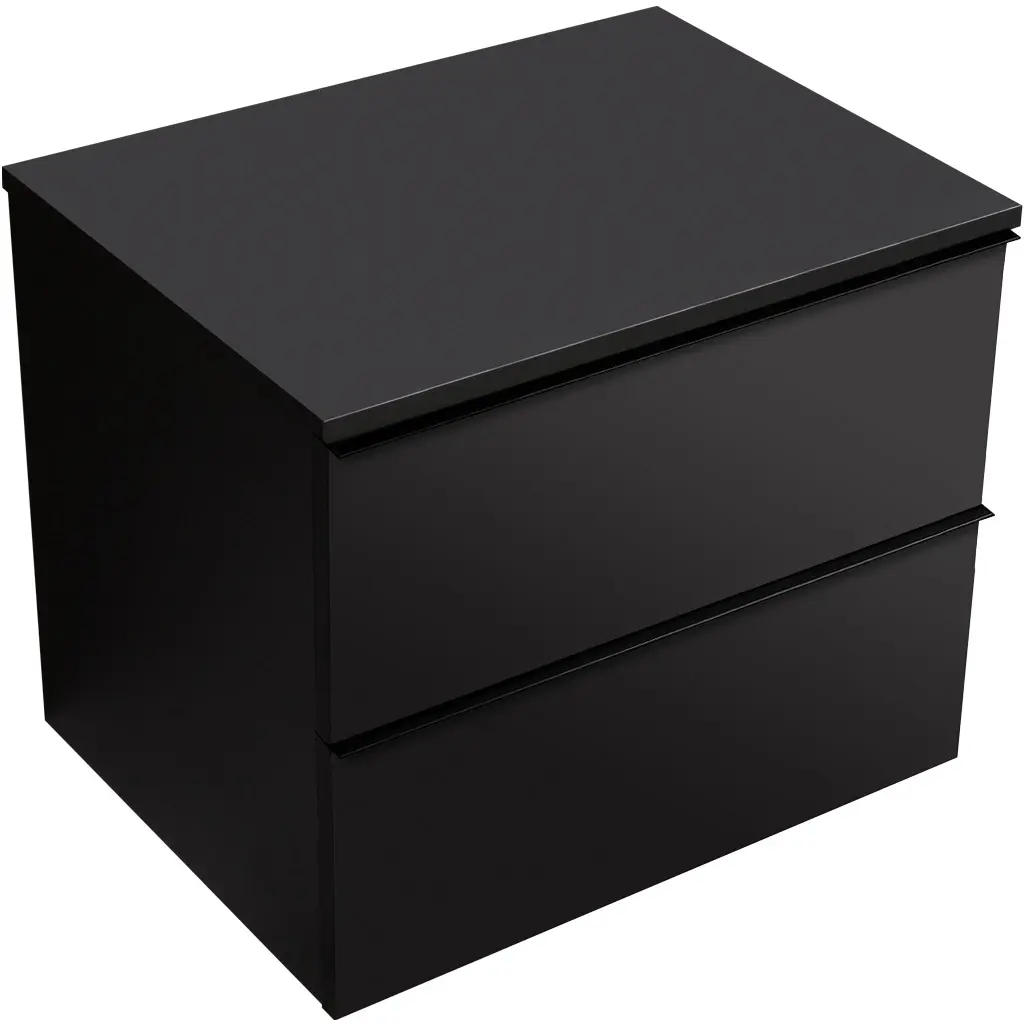 CERANO Koupelnová skříňka Velora černá matná, úchytka černá + deska pod umyvadlo Navira Slim 18 mm 60x54,8x46,5 CER-664762