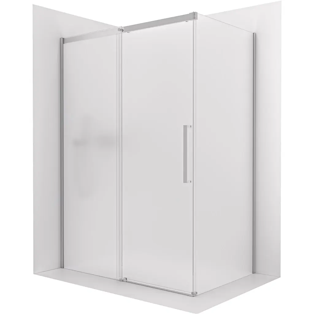 CERANO Sprchový kout Lantono levá 8 mm Soft-Close chrom, mléčné sklo 150x80  posuvný CER-665392