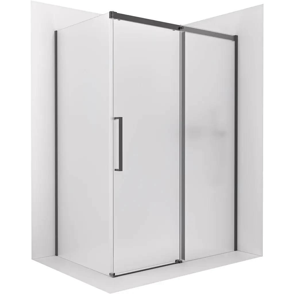CERANO Sprchový kout Lantono pravá 8 mm Soft-Close černá matná, mléčné sklo 160x70 posuvný CER-665500