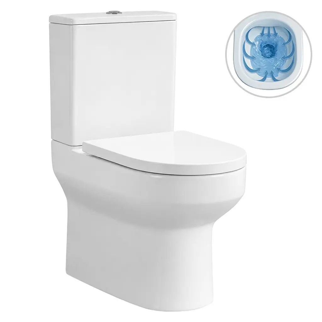 CERANO WC kombi vyvýšené Vereto, Rimless bezokrajové splachování + PP sedátko spodní/zadní odpad bílá lesklá 80,5x37,5  CER-667757