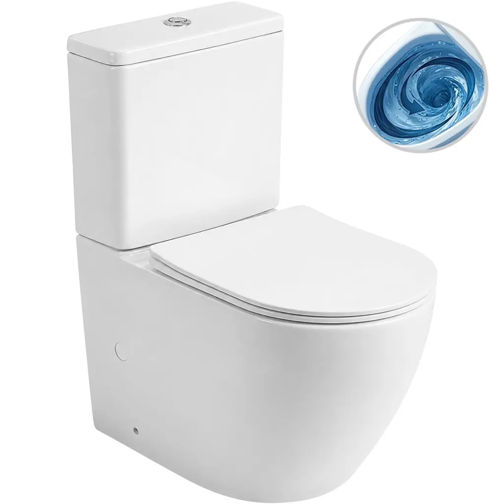 WC kombi Cesso, Vortex - vírové splachování + Slim/SoftClose sedátko - spodní/zadní odpad - bílá lesklá - 61,8x38 cm