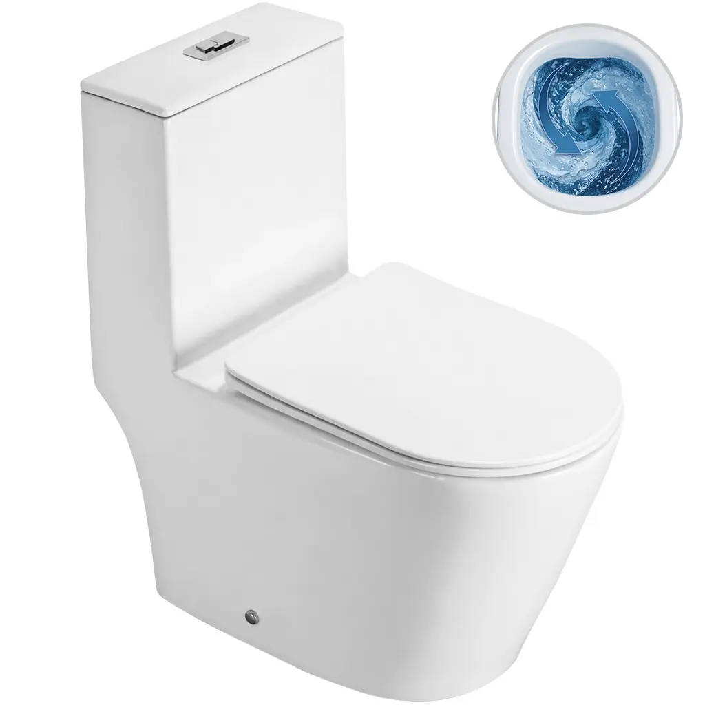WC kombi Marmo, Double Vortex - vírové splachování + Slim/SoftClose sedátko - spodní/zadní odpad - bílá lesklá - 70x36 cm