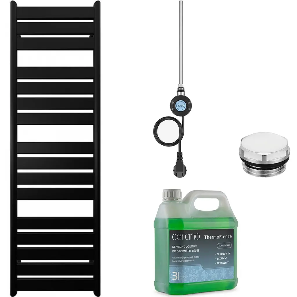 CERANO Koupelnový elektrický radiátorový set Arturo WIFI 900W černá matná 1600x500 mm CER-680547