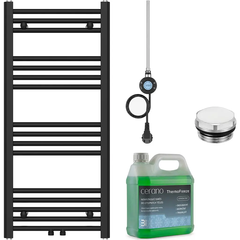 CERANO Koupelnový elektrický radiátorový set Benito WIFI 300W černá matná 1000x450 mm CER-698767
