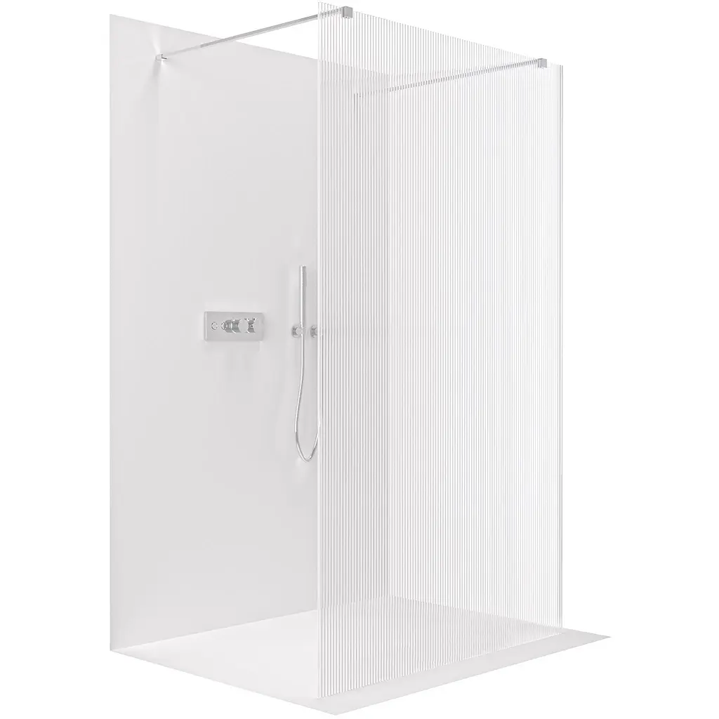Sprchová zástěna Walk-in Onyx Duo L/P - 8 mm - hranatá vzpěra - chrom, rýhované sklo - 160x200 cm
