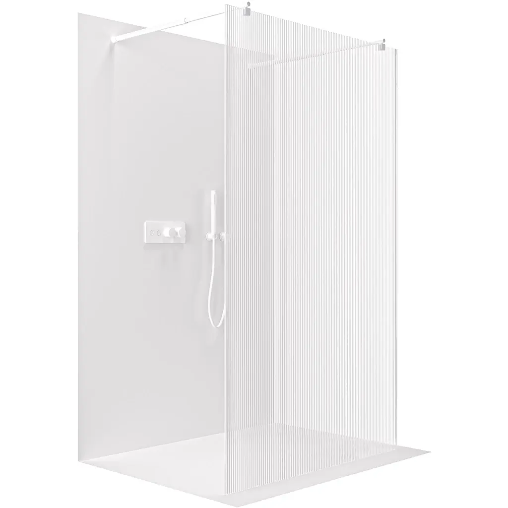 Sprchová zástěna Walk-in Onyx Duo L/P - 8 mm - kulatá vzpěra - bílá matná, rýhované sklo - 160x200 cm