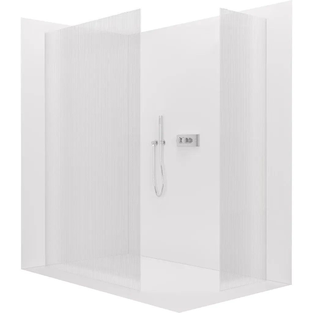 CERANO Sprchová zástěna Walk-in Crystal T L/P 8 mm bezvzpěrový systém chrom, rýhované sklo 150x80x200 CER-8050BD4765