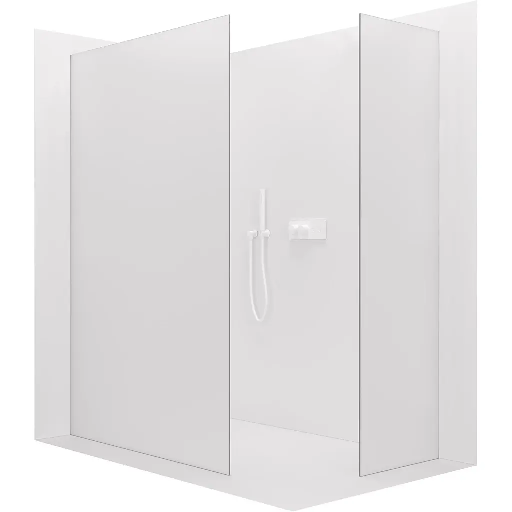 Sprchová zástěna Walk-in Crystal T L/P - 8 mm - bezvzpěrový systém - bílá matná, mléčné sklo - 160x160x200 cm