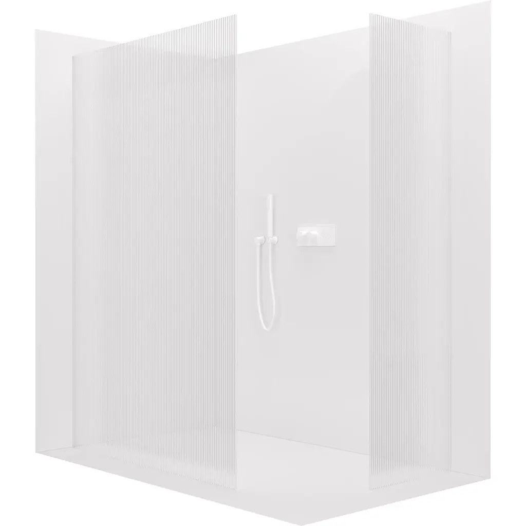 CERANO Sprchová zástěna Walk-in Crystal T L/P 8 mm bezvzpěrový systém bílá matná, rýhované sklo 160x80x200 CER-8050BD5450