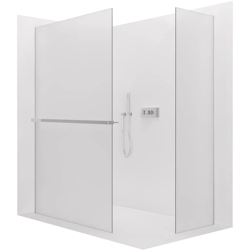 CERANO Sprchová zástěna Walk-in Crystal T L/P 8 mm bezvzpěrový systém + polička/držák na ručníky chrom, mléčné sklo 70x70x200 CER-8050BD6480