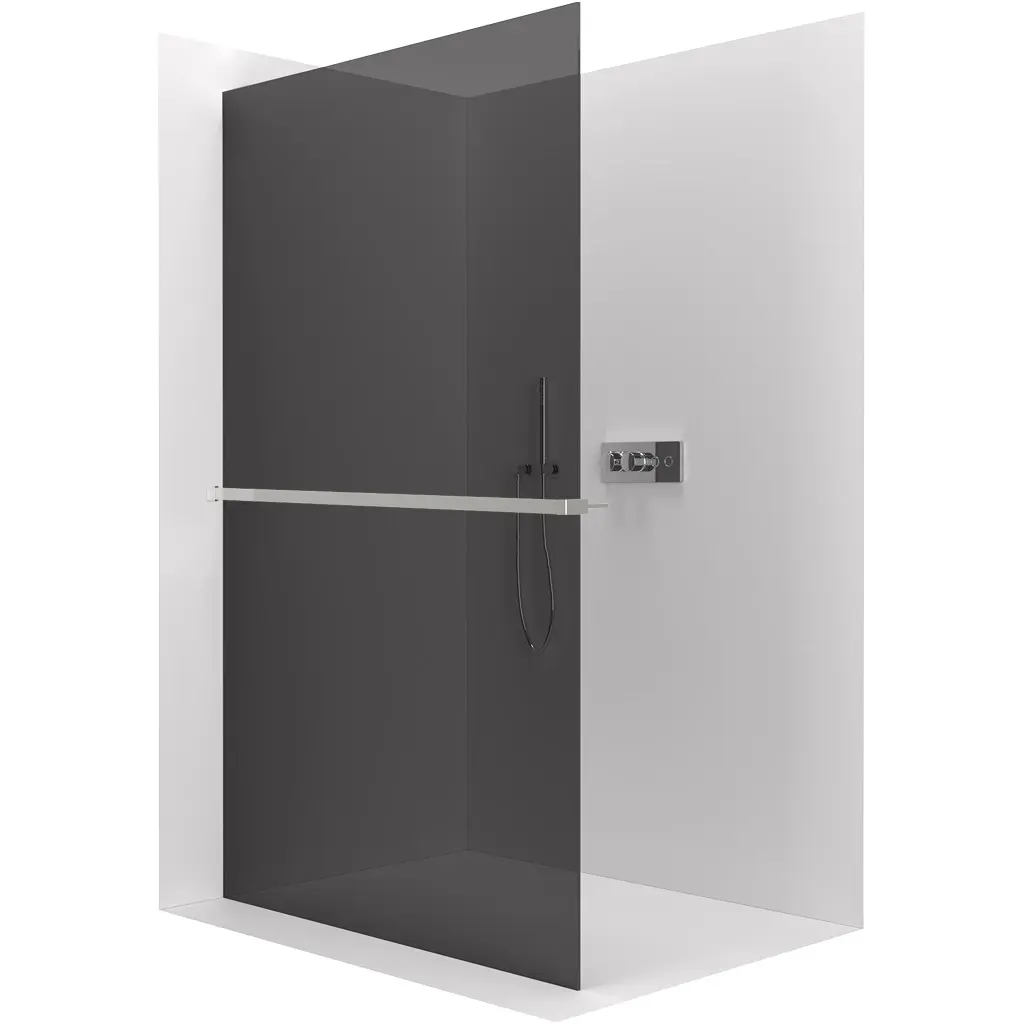 CERANO Sprchová zástěna Walk-in Crystal L/P 8 mm + polička/držák na ručníky bezvzpěrový systém chrom, grafitové sklo- 60x200  CER-8050BD6875