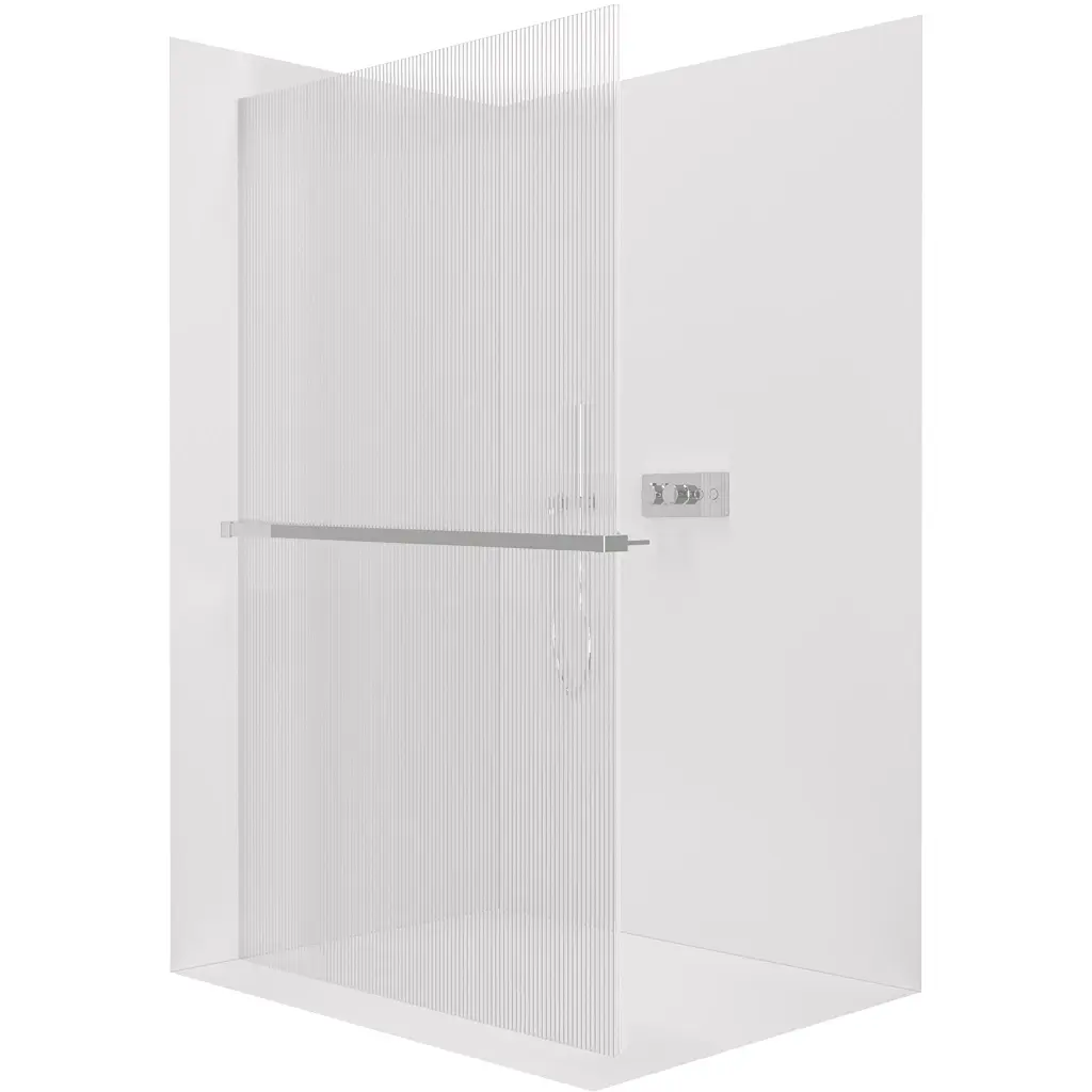 CERANO Sprchová zástěna Walk-in Crystal L/P 8 mm + polička/držák na ručníky bezvzpěrový systém chrom, rýhované sklo 120x200 CER-8050BD6890