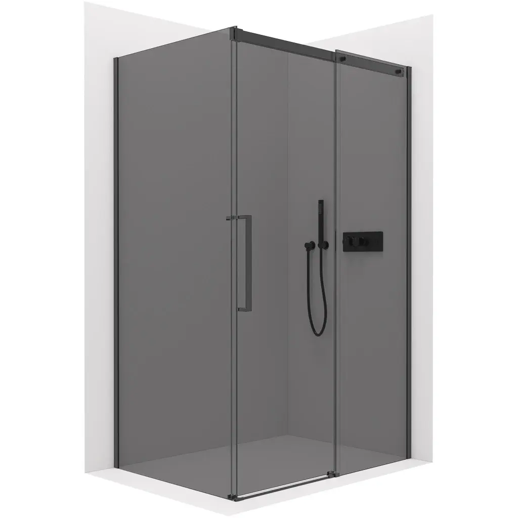 CERANO Sprchový kout Lantono L/P 8 mm Soft-Close černá matná, grafitové sklo 170x70x195  posuvný CER-8050BD7539