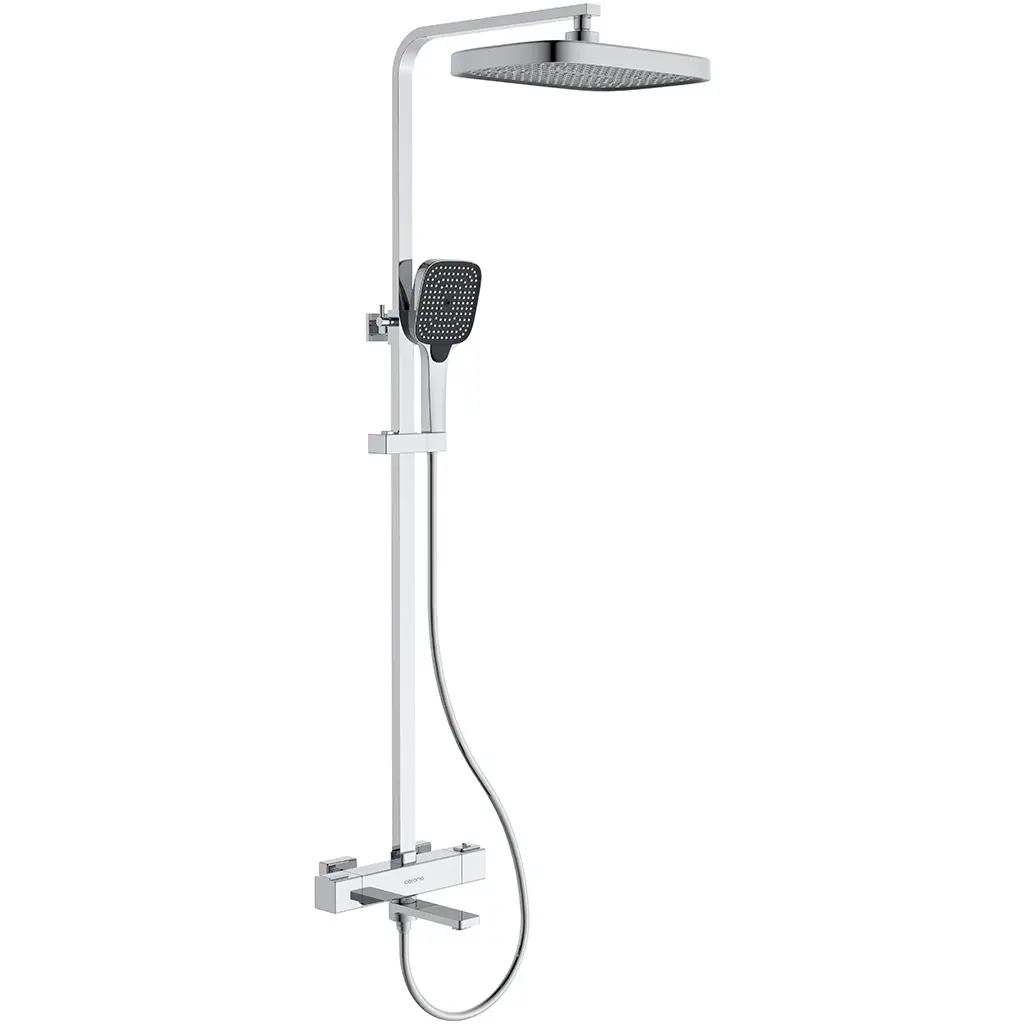Sprchový nástěnný sloup Velar - termostatická vanová otočná baterie - chrom