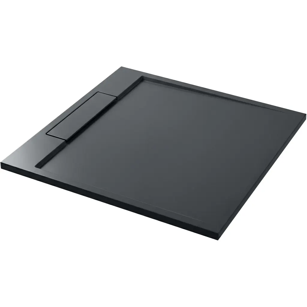 CERANO Sprchová vanička čtvercová Loro litý mramor tmavě šedá 90x90x3,5  CER-8050BD80370