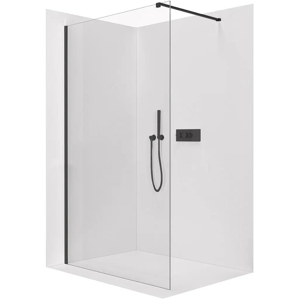 CERANO Sprchová zástěna Walk-in Onyx Cube L/P 10 mm hranatá vzpěra černá matná, transparentní sklo 120x200  CER-8050BD8390