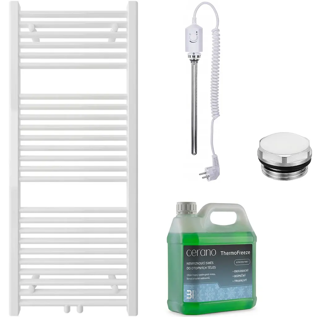 CERANO Koupelnový elektrický radiátorový set Lincoln 300W bílá lesklá 1200x500 mm CER-978872