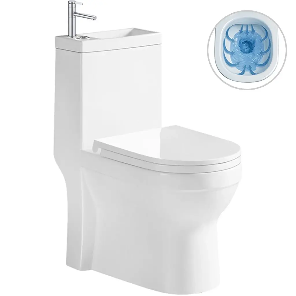 WC set kombi s umývátkem Hygisink, Rimless + UF sedátko - spodní/zadní odpad - bílá lesklá + baterie Bina nízká - chrom - 71,5x36 cm