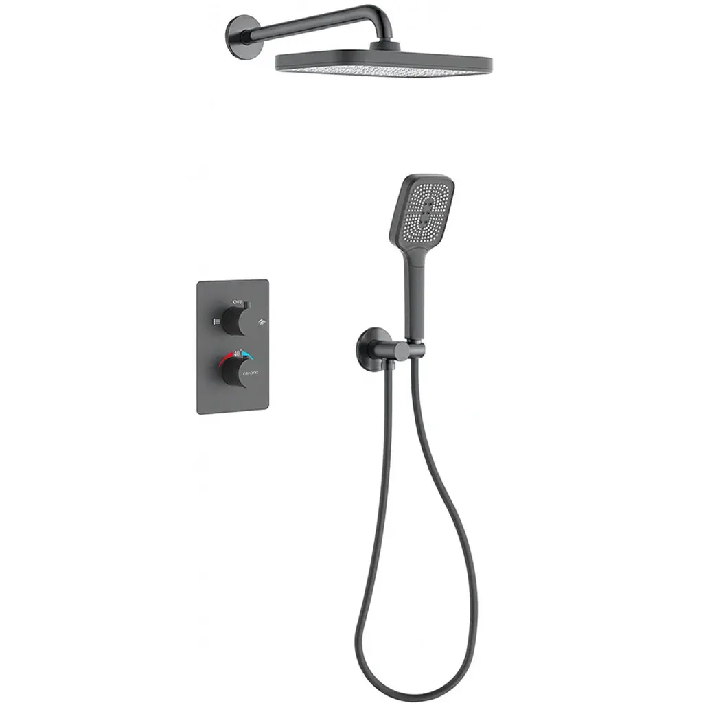 CERANO Sprchová podomítková souprava Gina termostatická box grafit/gun metal CER-9864
