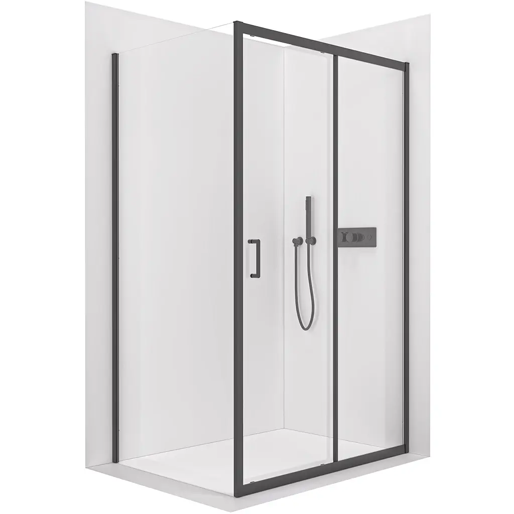 CERANO Sprchový kout Orlano L/P 5 mm černá matná, transparentní sklo 140x80x195  posuvný CER-DY505B-90170