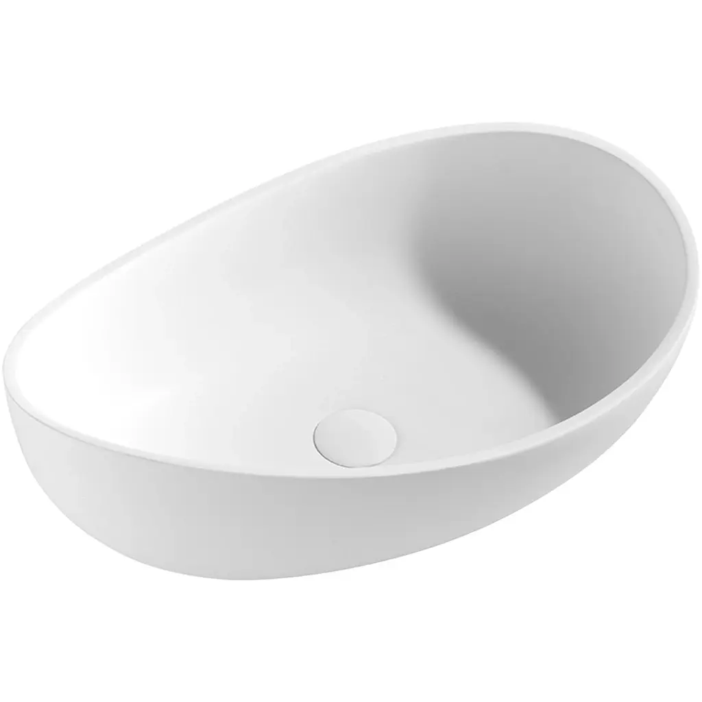 CERANO Umyvadlo z litého mramoru Valentino na desku bílá matná 60x37  CER-WB21B2