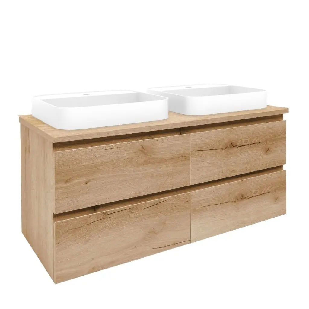 Koupelnová skříňka s umyvadlem a krycí deskou SAT B-Way 119x50x45 cm dub medový mat BWAY2120OAKDESKU BWAY2120OAKDESKU