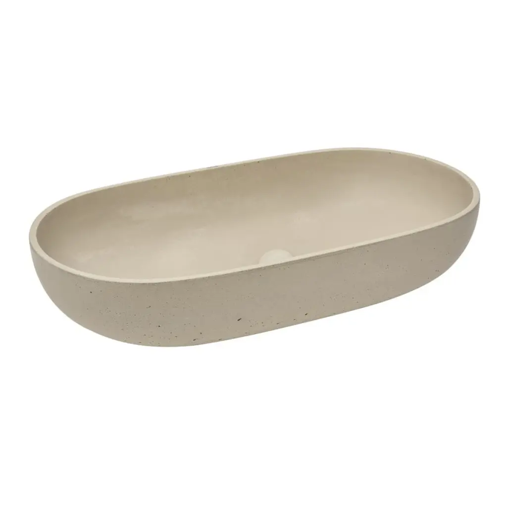 Umyvadlo na desku SAT Cemento 65x35 cm písková mat bez otvoru pro baterii, bez přepadu CEM6535P CEM6535P