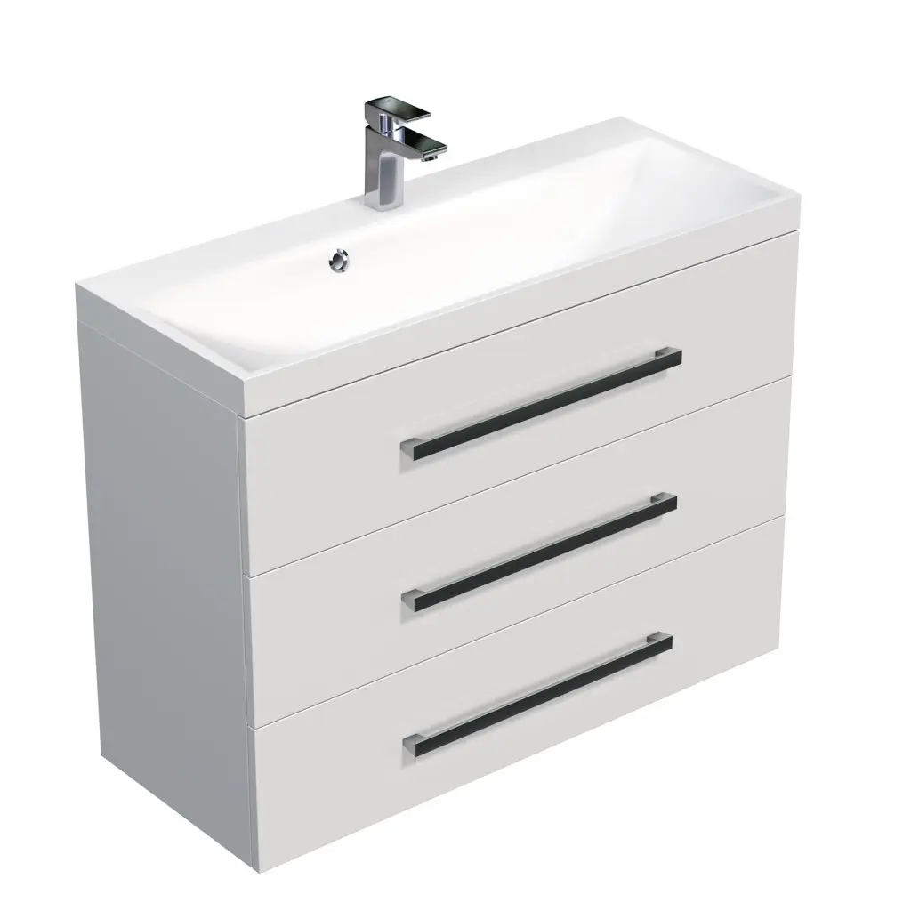 Koupelnová skříňka s umyvadlem SAT Cube Way 100x76,5x40 cm bílá lesk CUBE21003BL CUBE21003BL