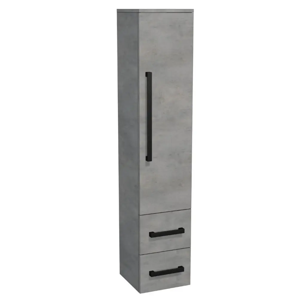 Koupelnová skříňka vysoká s černou úchytkou SAT Cube Way 35x163x33 cm beton mat CUBE3CV35BE CUBE3CV35BE
