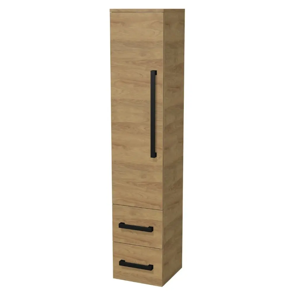 Koupelnová skříňka vysoká s černou úchytkou SAT Cube Way 35x163x33 cm dub Hickory mat CUBE3CV35DH CUBE3CV35DH