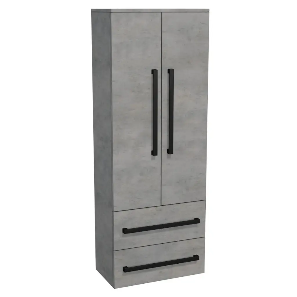 Koupelnová skříňka vysoká s černou úchytkou SAT Cube Way 60x163x33 cm beton mat CUBE3CV60BE CUBE3CV60BE