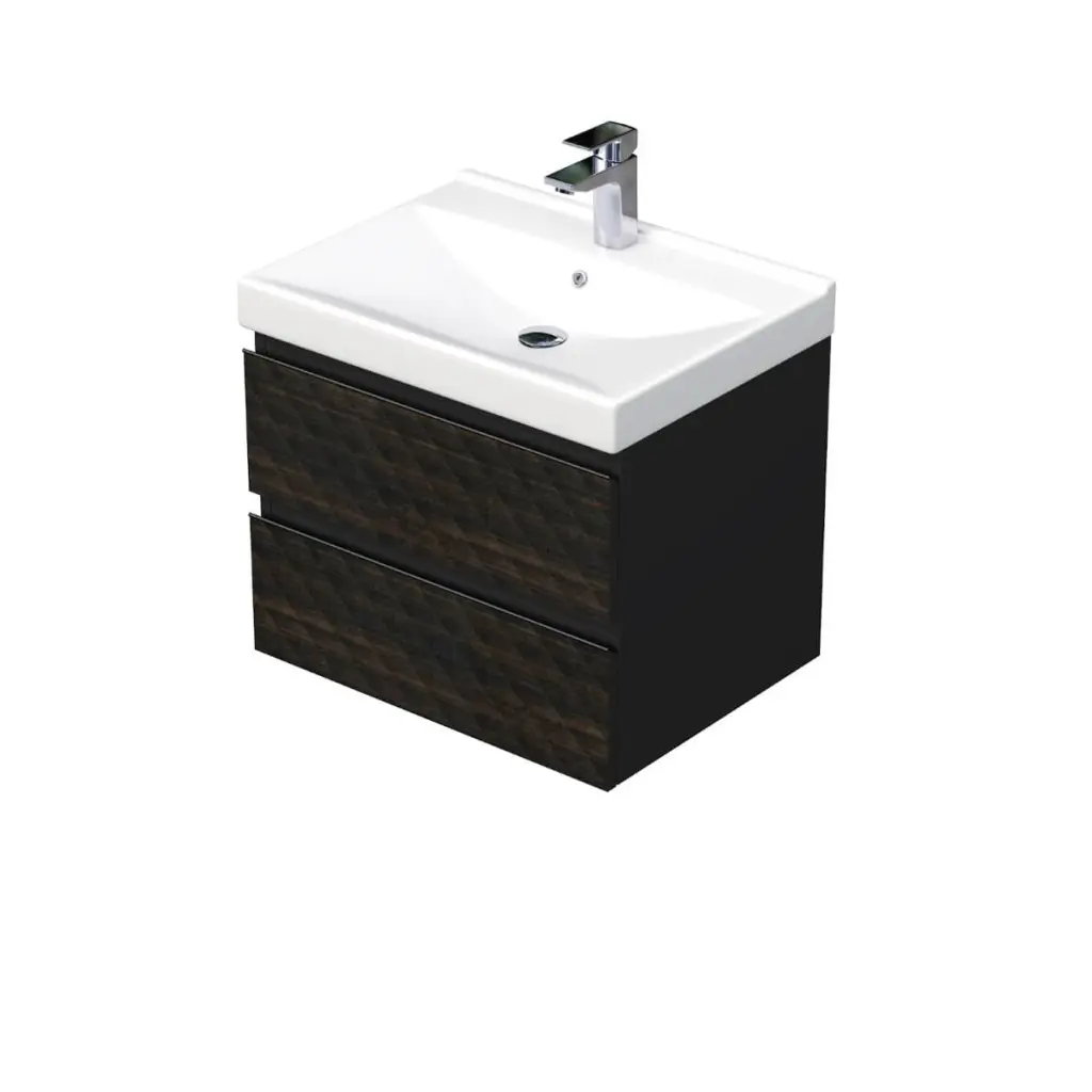 Koupelnová skříňka s umyvadlem SAT Cube Way 60x47,5x46 cm hnědá mat CUBE3D46602ZHVER CUBE3D46602ZHVER