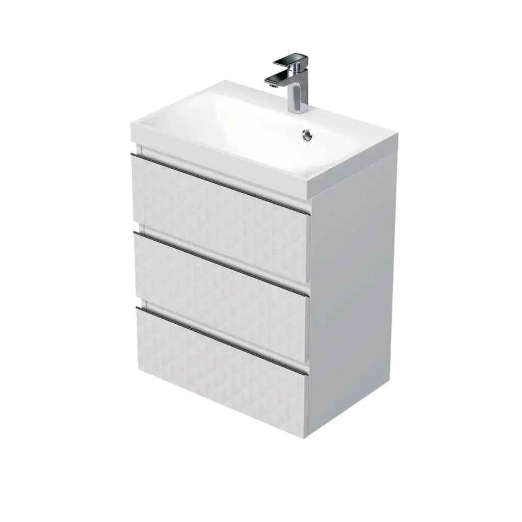 Koupelnová skříňka s umyvadlem SAT Cube Way 60x71x40 cm bílá mat CUBE3D603ZB CUBE3D603ZB