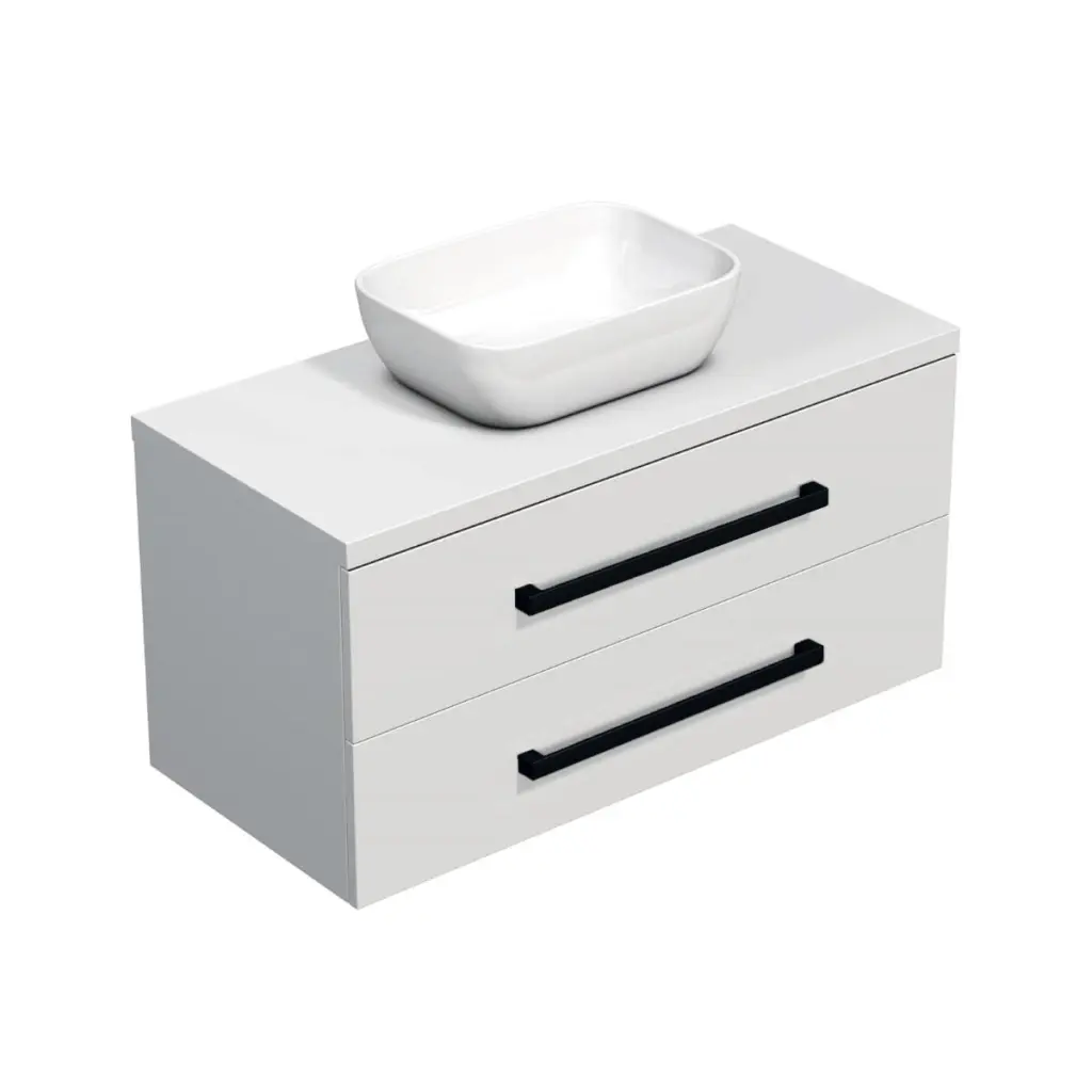 Koupelnová skříňka s černou úchytkou a krycí deskou SAT Cube Way 100x53x46 cm bílá lesk CUBE46C1003BISAT45 CUBE46C1003BISAT45