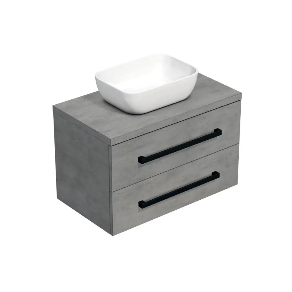 Koupelnová skříňka s černou úchytkou a krycí deskou SAT Cube Way 80x47,5x46 cm beton mat CUBE46C803BE45 CUBE46C803BE45