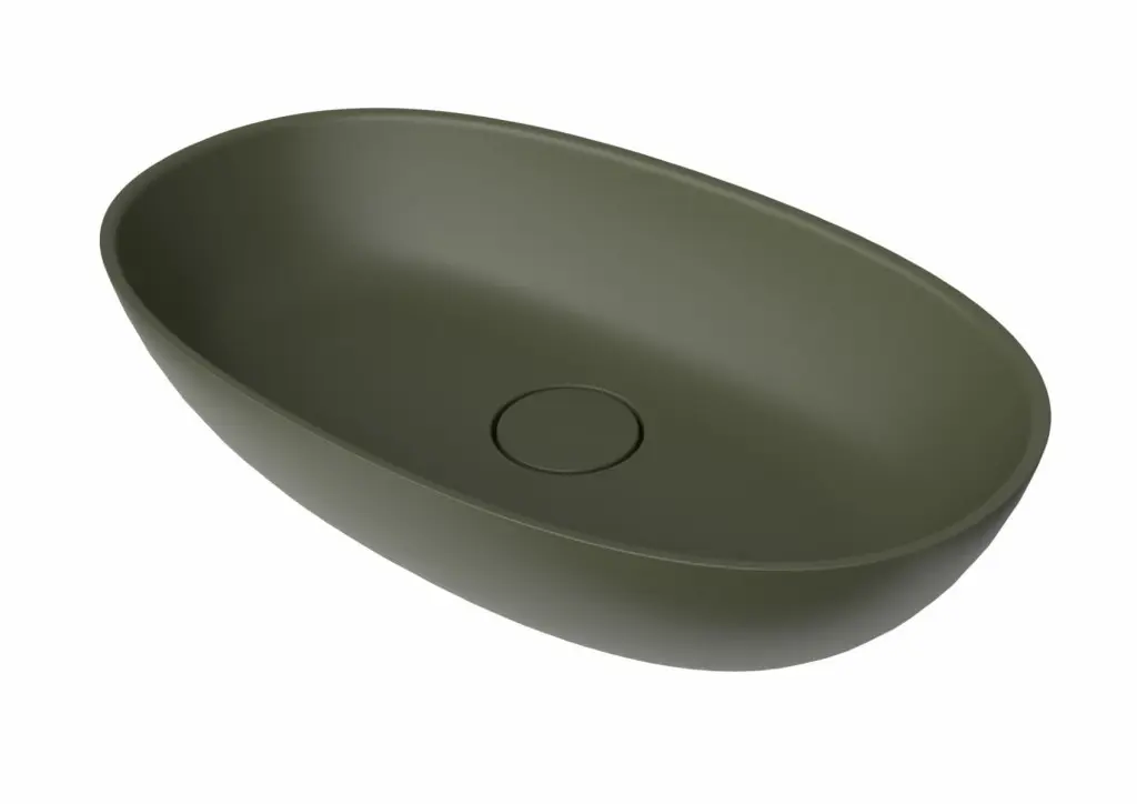 Umyvadlo na desku SAT Aula 60x36 cm zelená mat bez otvoru pro baterii, bez přepadu SATAU6036G SATAU6036G