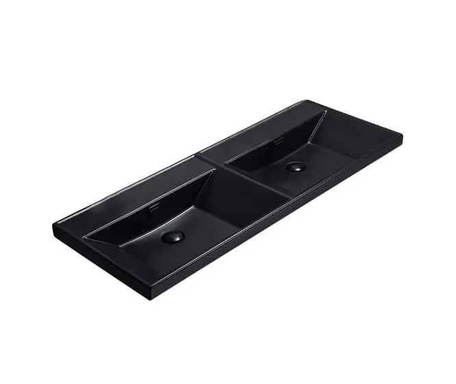 Nábytkové dvojumyvadlo SAT B-Way 121x46 cm černá matná dva otvory pro baterii SATBW212046BKM SATBW212046BKM