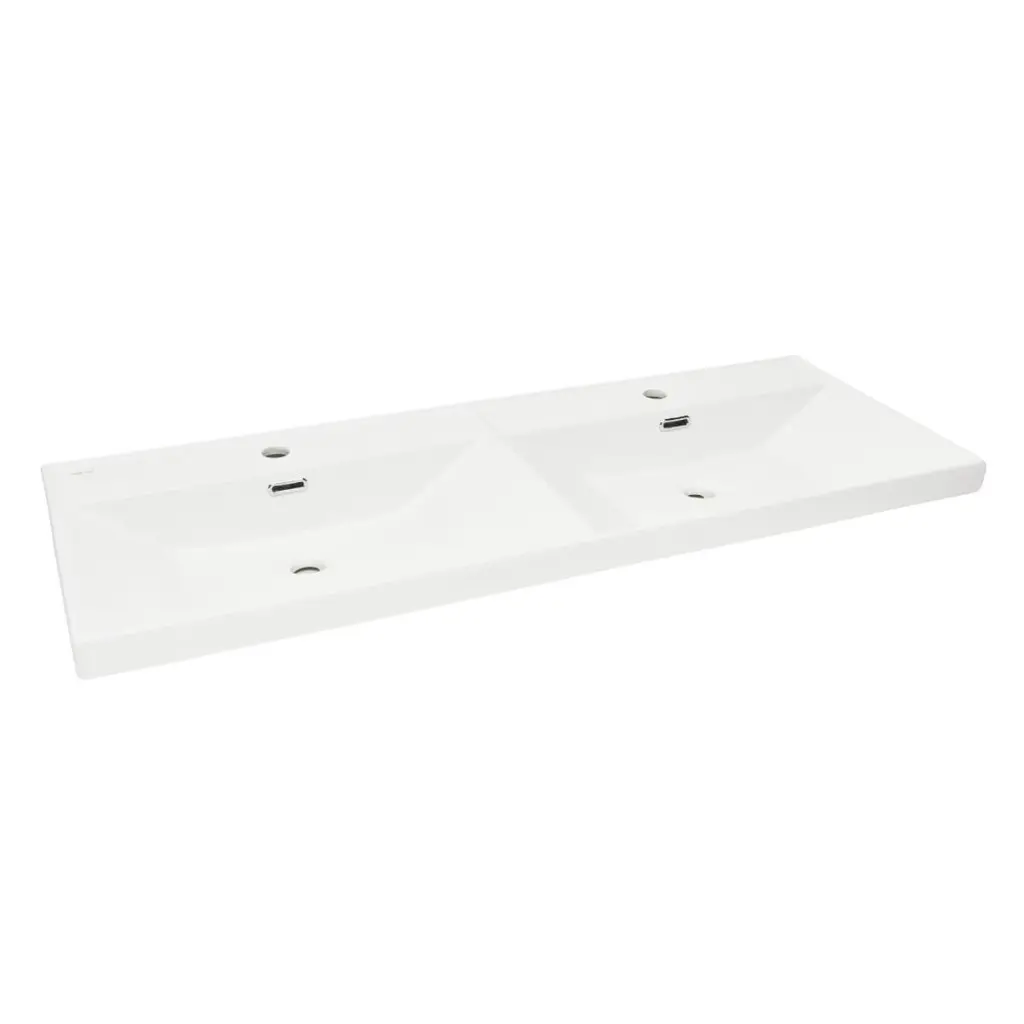 Nábytkové dvojumyvadlo SAT B-Way 121x46 cm bílá matná dva otvory pro baterii SATBW212046WM SATBW212046WM
