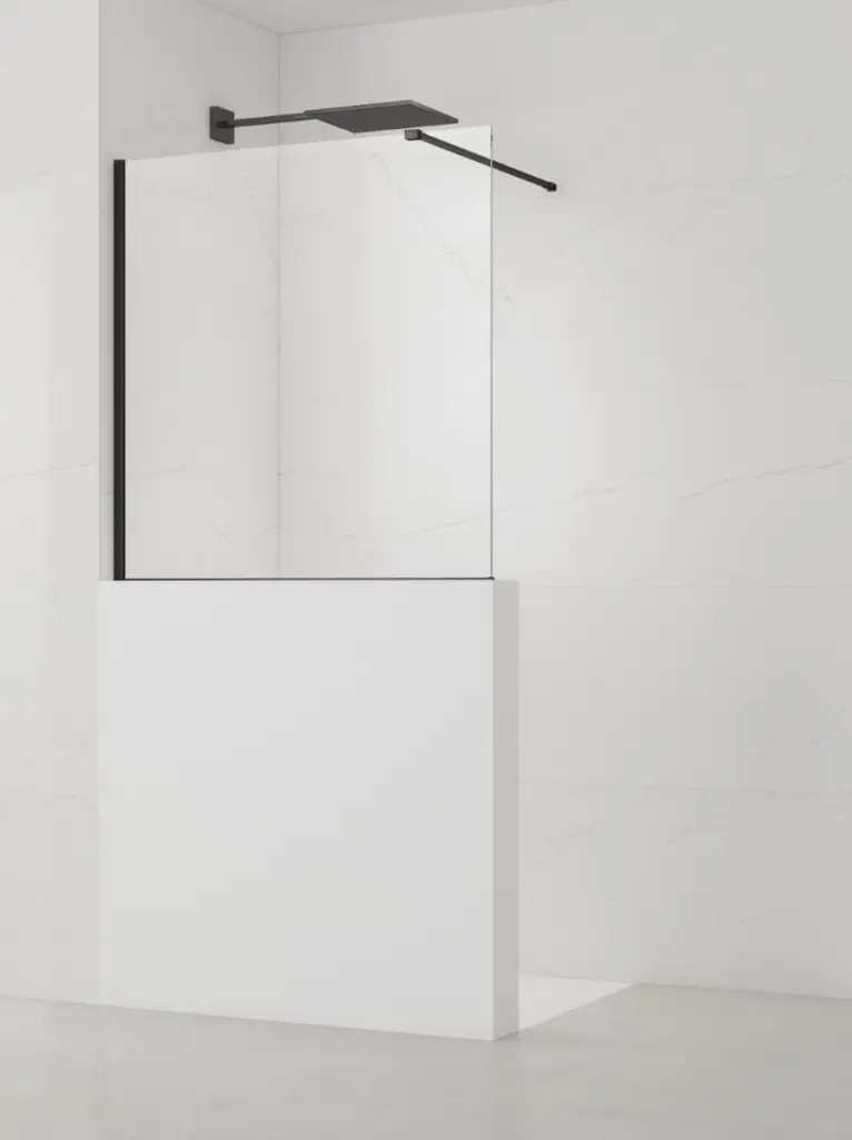 Sprchová zástěna SAT Walk-in 120x100 cm na sníženou příčku černá SATBWIS120PRC SATBWIS120PRC