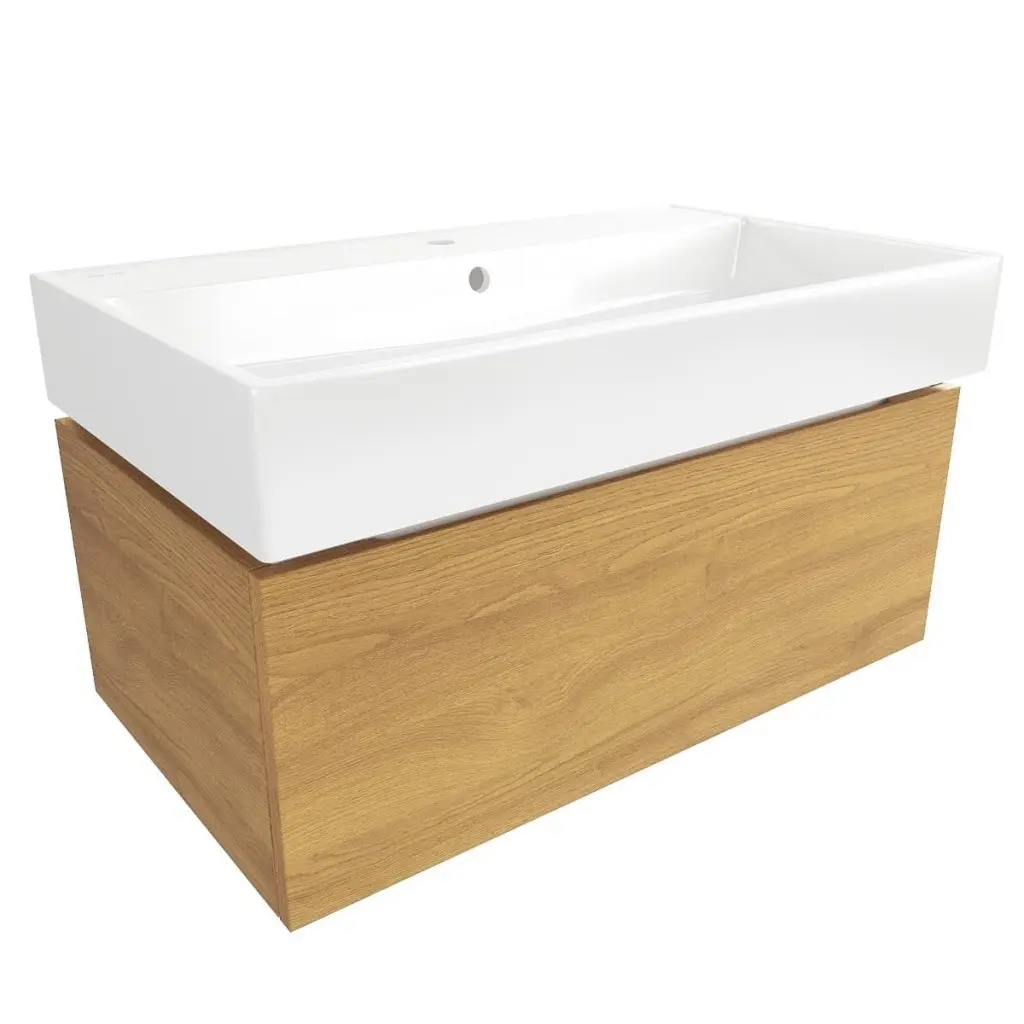 Koupelnová skříňka s umyvadlem SAT Feel 80x30x46 cm medový dub mat SATFEEL80DMU2 SATFEEL80DMU2