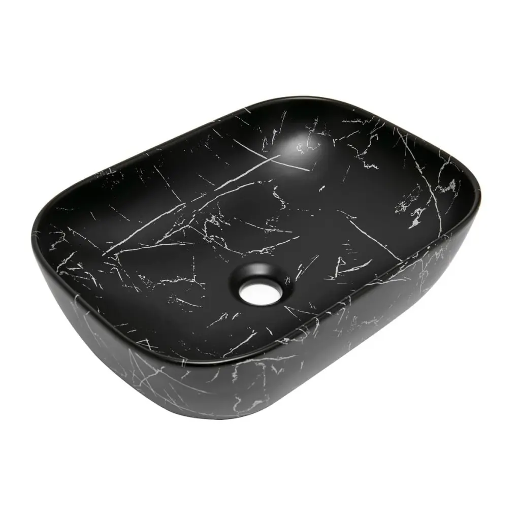 Umyvadlo na desku SAT Infinitio 45,5x32,5 cm mramor černá mat bez přepadu SATINF4532MRBKM SATINF4532MRBKM