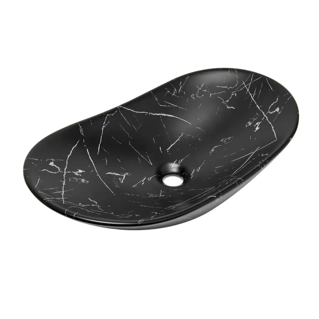 Umyvadlo na desku SAT Infinitio 61,5x36 cm černý matný mramor, bez přepadu SATINF61536MRBKM SATINF61536MRBKM