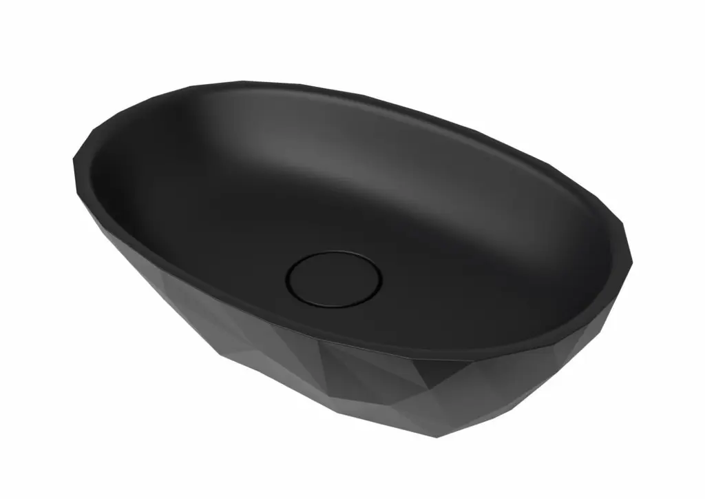 Umyvadlo na desku SAT Meda 56x37 cm černá mat bez otvoru pro baterii, bez přepadu SATME5637C SATME5637C