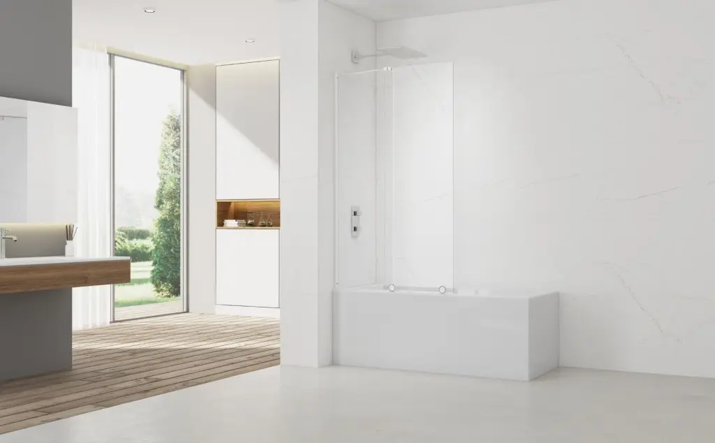 Vanová zástěna SAT Walk-In Xmotion 150x117,5 cm bílá SATWIXMVZ150B SATWIXMVZ150B