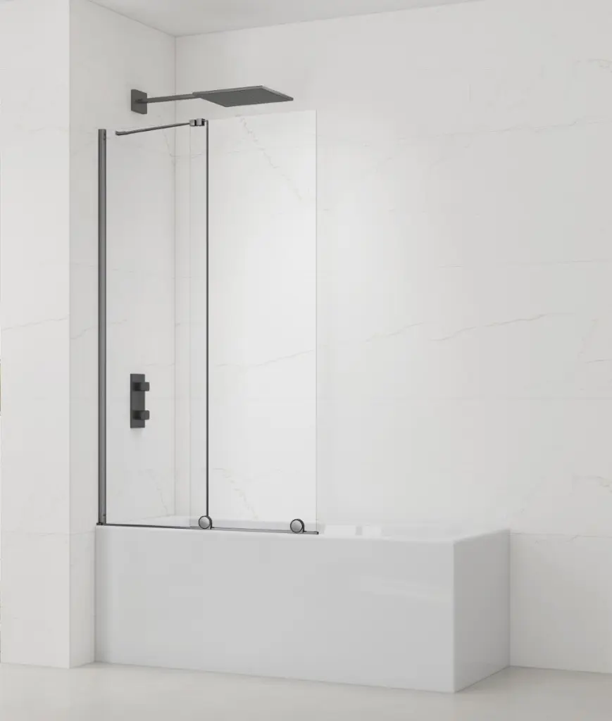 Vanová zástěna SAT Walk-In Xmotion 150x117,5 cm PVD Gun metal SATWIXMVZ150GM SATWIXMVZ150GM