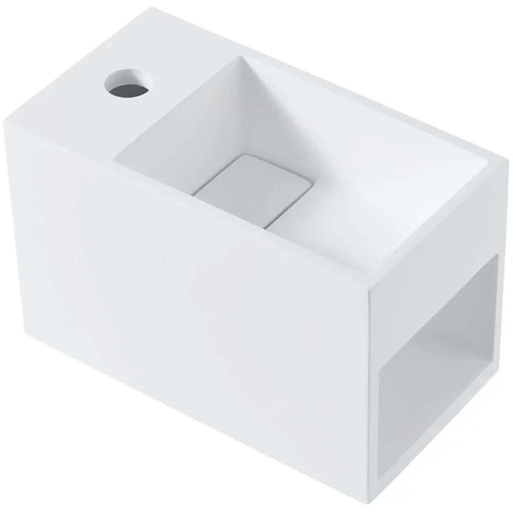 CERANO Umývátko z litého mramoru Zeno, závěsné levé bílá matná 33x18  CER-417206L2